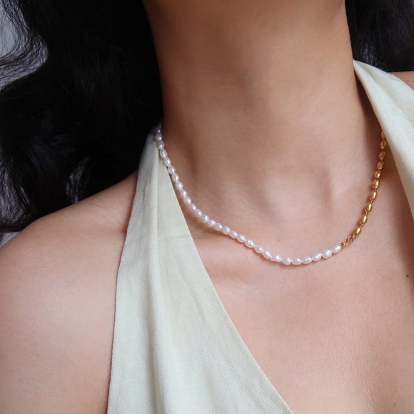 NEW 18K Gold Plated Fresh Water Pearl Necklace x - Picture 7 of 7